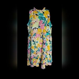 LOFT Floral Midi Dress - Yellow, Pink, Green
